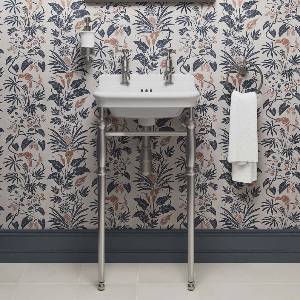 Burlington Guild 450mm Brushed Nickel Wash Stand & Basin - Image 1